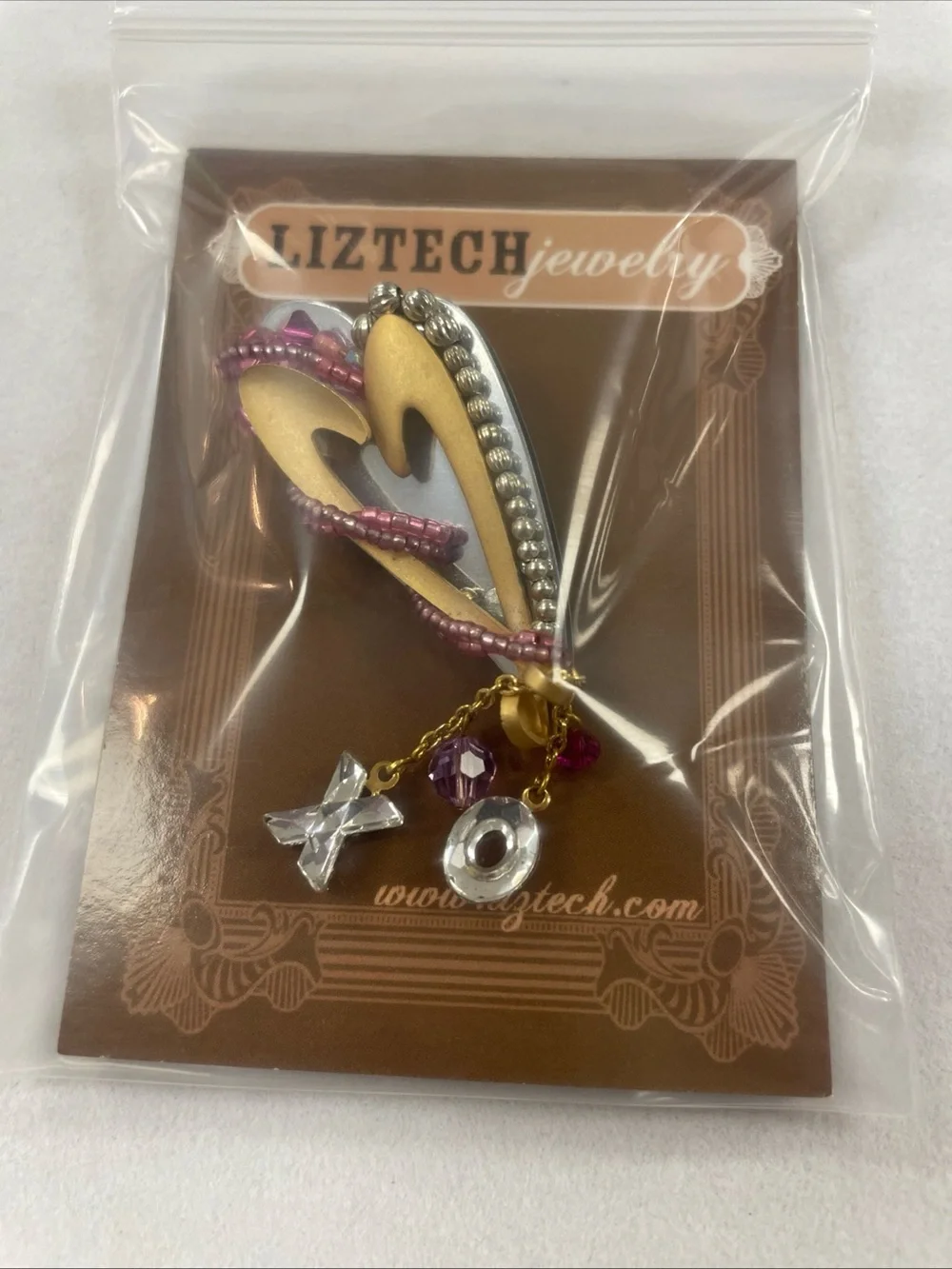 Liztech With Love XOXO Heart Hand-Crafted Brooch